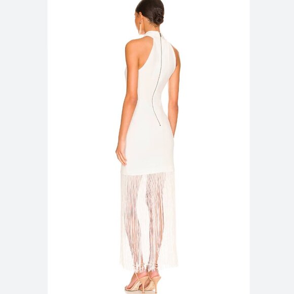Alice + Olivia Steph Twist Neck Fringe Dress in Off White size 4 - Picture 2 of 2